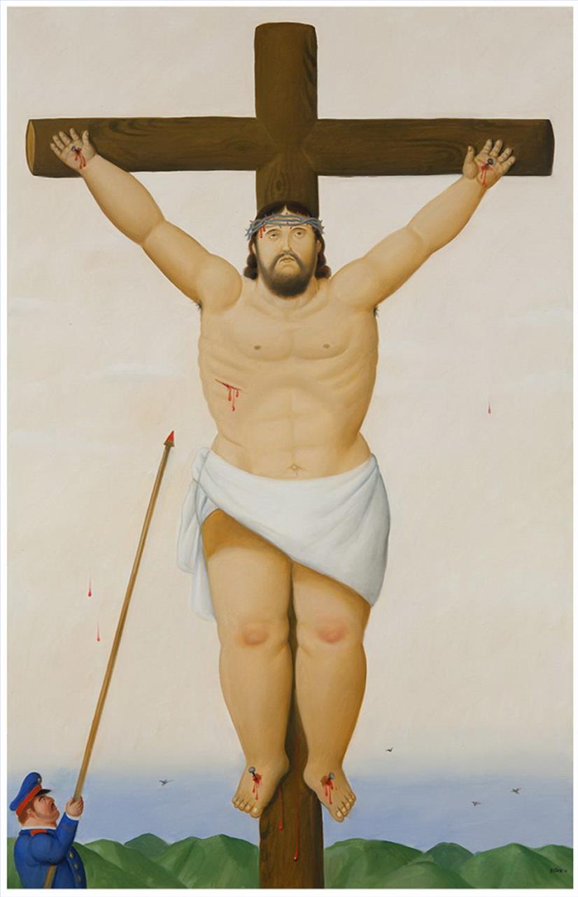 Jesus am Kreuz Fernando Botero Ölgemälde